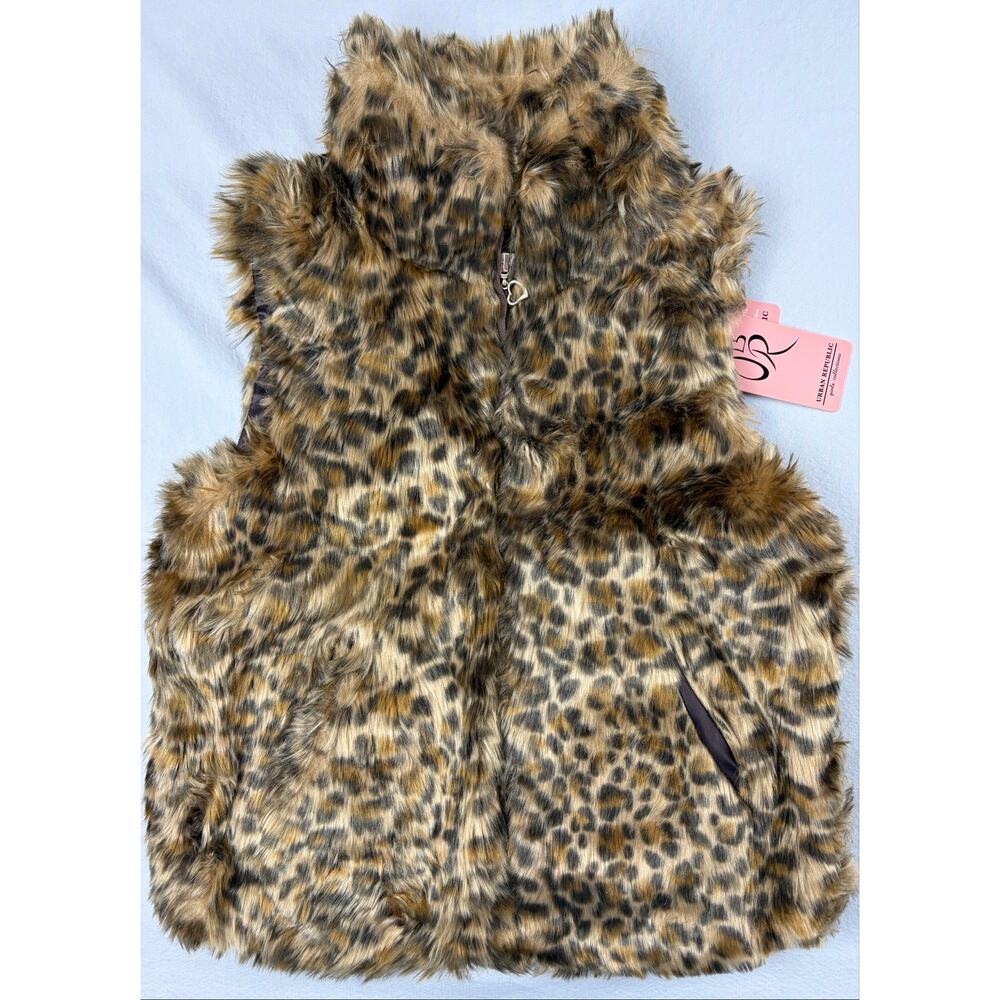 NWT Urban Republic Leopard Faux Fur Vest Big Girl L 14